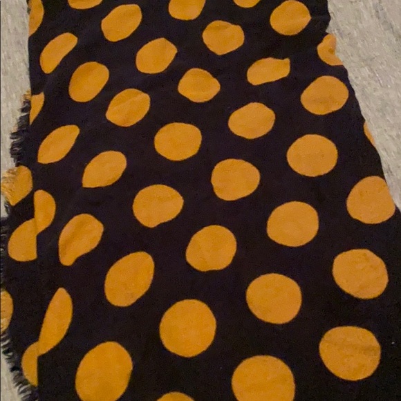 Zara Accessories - Zara Navy Blue and Tan/Yellow Polka Dot Scarf